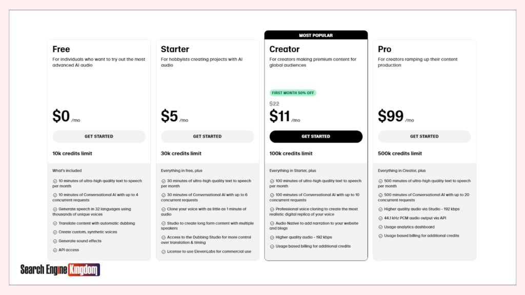 eleven lab voice generator features